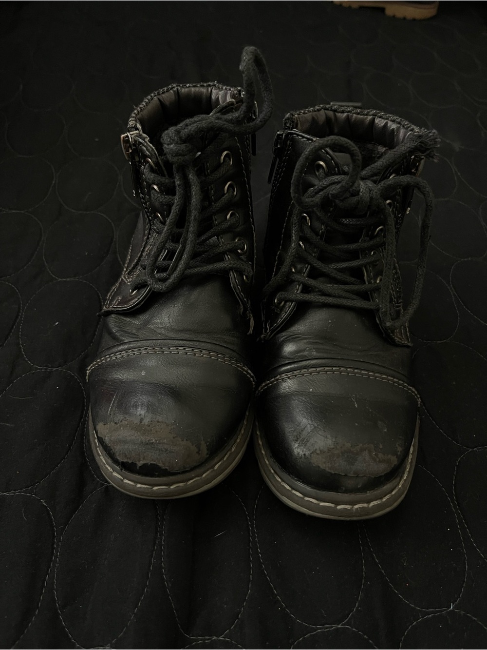 Boys Black Lace-Up Boots